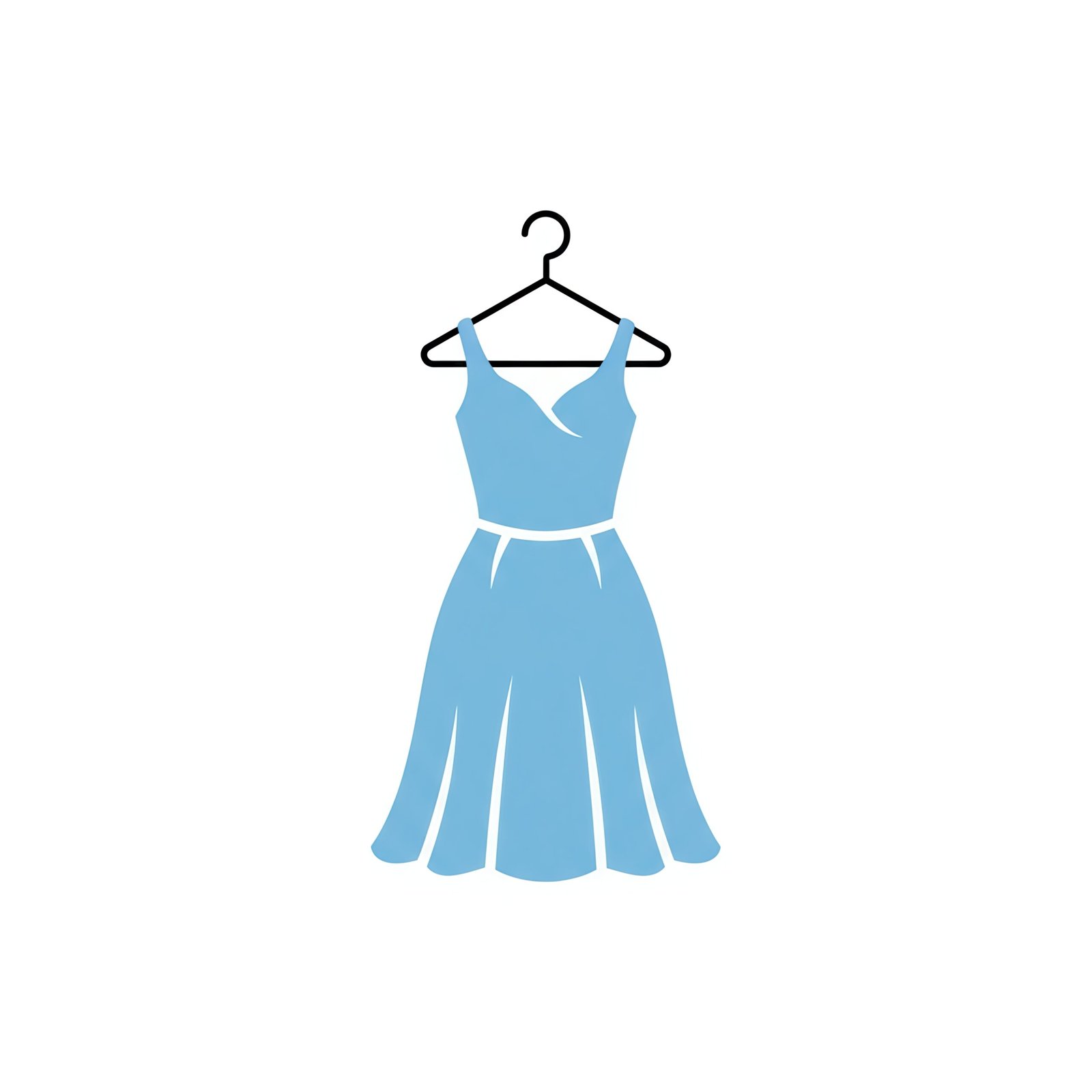 Flat vector icon of dress on hanger minimalist design