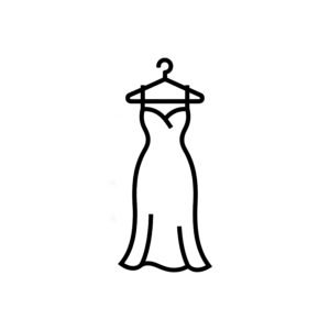 flat vector icon of a dress on hanger minimalist design white background