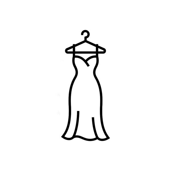 flat vector icon of a dress on hanger minimalist design white background