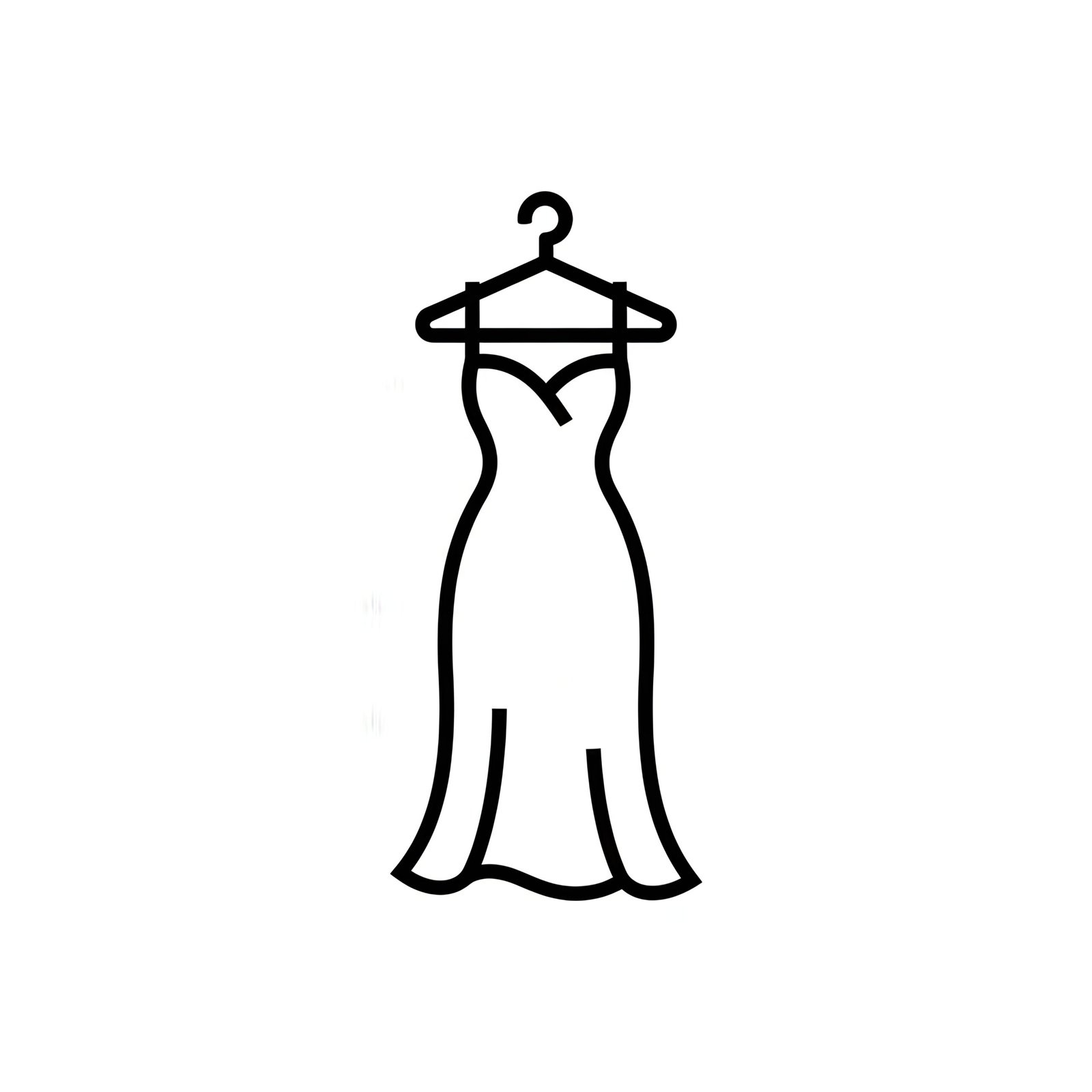 flat vector icon of a dress on hanger minimalist design white background