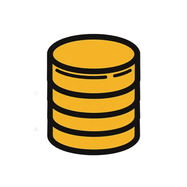 Flat vector icon of stacked coins — finance and savings symbol