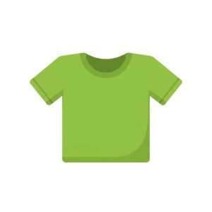Flat vector icon of green t-shirt with simple shadows