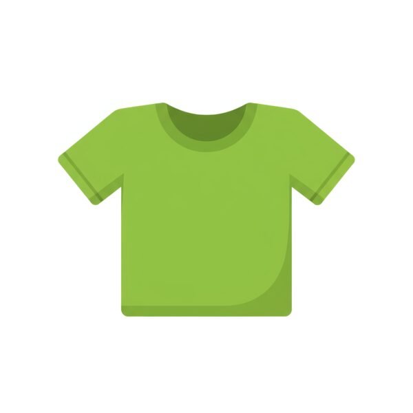 Flat vector icon of green t-shirt with simple shadows