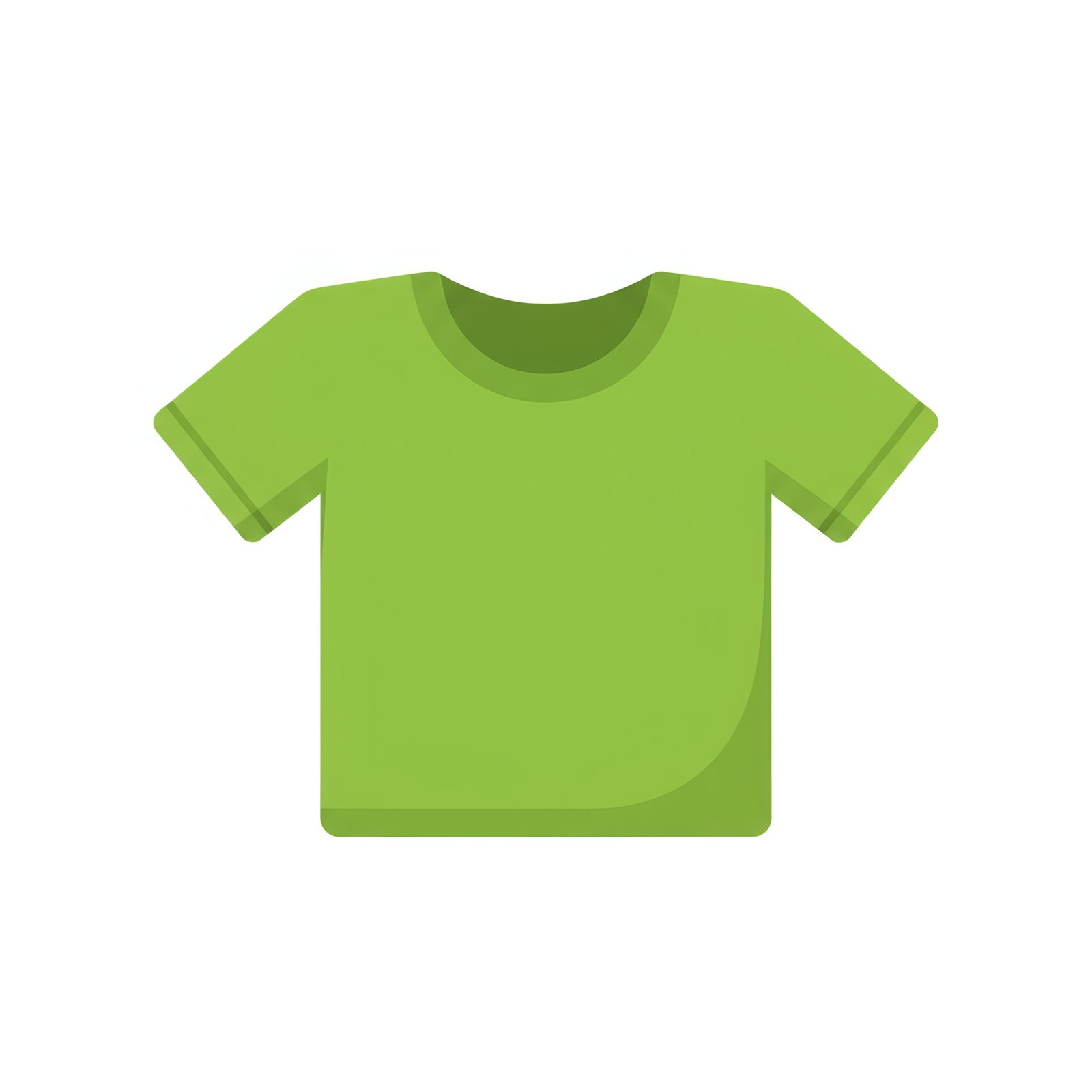 Flat vector icon of green t-shirt with simple shadows