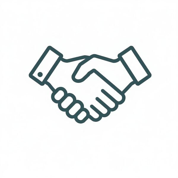 Flat vector icon of handshake symbolizing partnership
