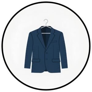 Flat vector icon of jacket or blazer on hanger professional look