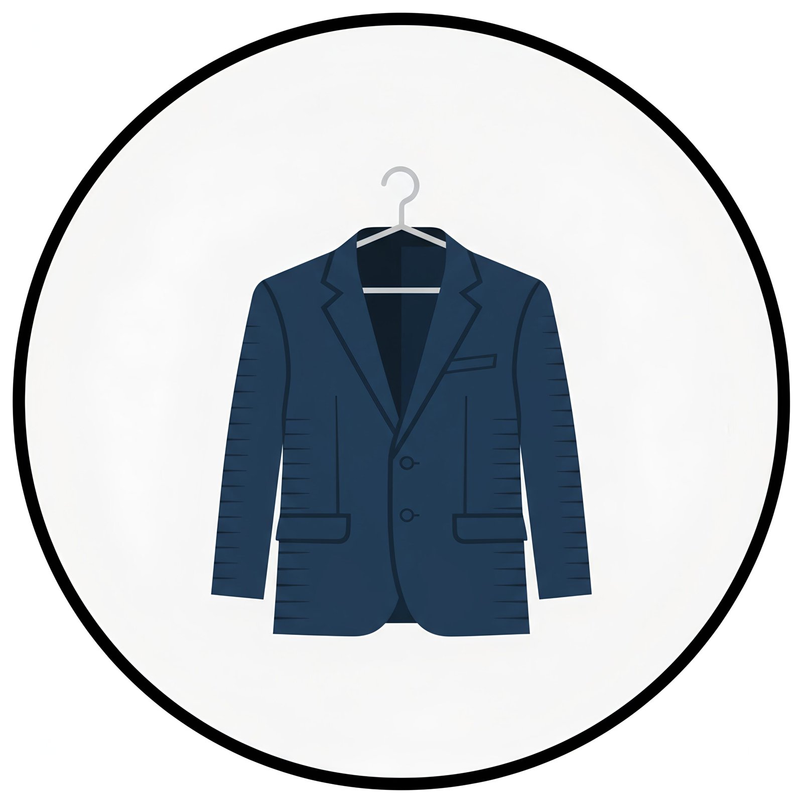 Flat vector icon of jacket or blazer on hanger professional look