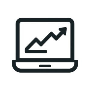 flat vector icon of a laptop with charts on screen