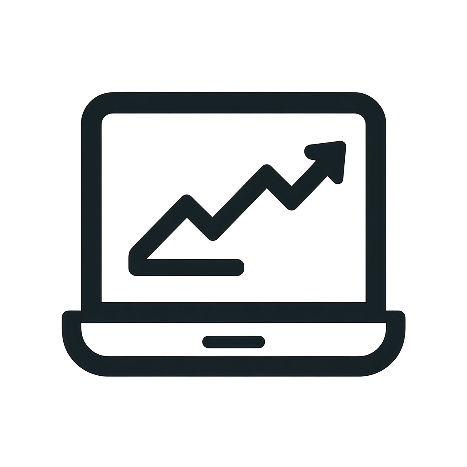 flat vector icon of a laptop with charts on screen
