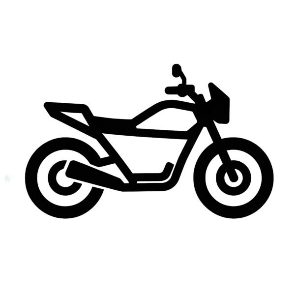 Flat vector icon of a motorcycle in side view—free transport graphic for mobility, app or urban-design visuals.