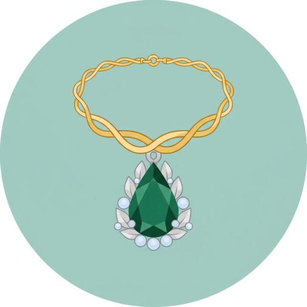 flat vector icon of a necklace with pendant elegant design