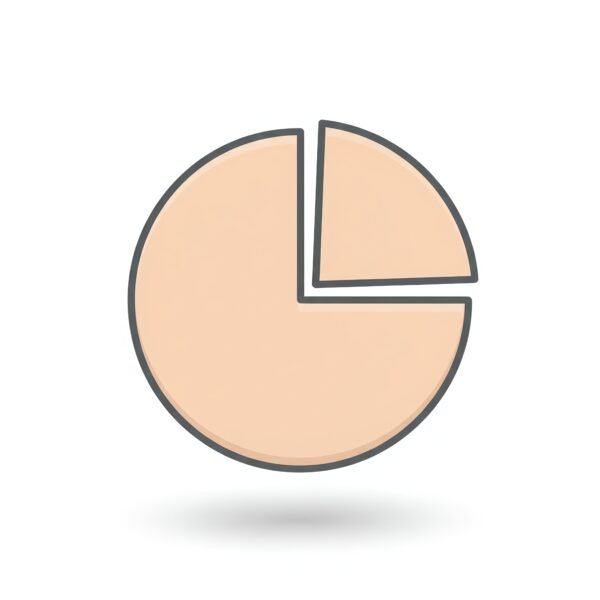 flat vector icon of a pie chart segment pastel palette dark gray outline rounded corners soft shadow isolated on white