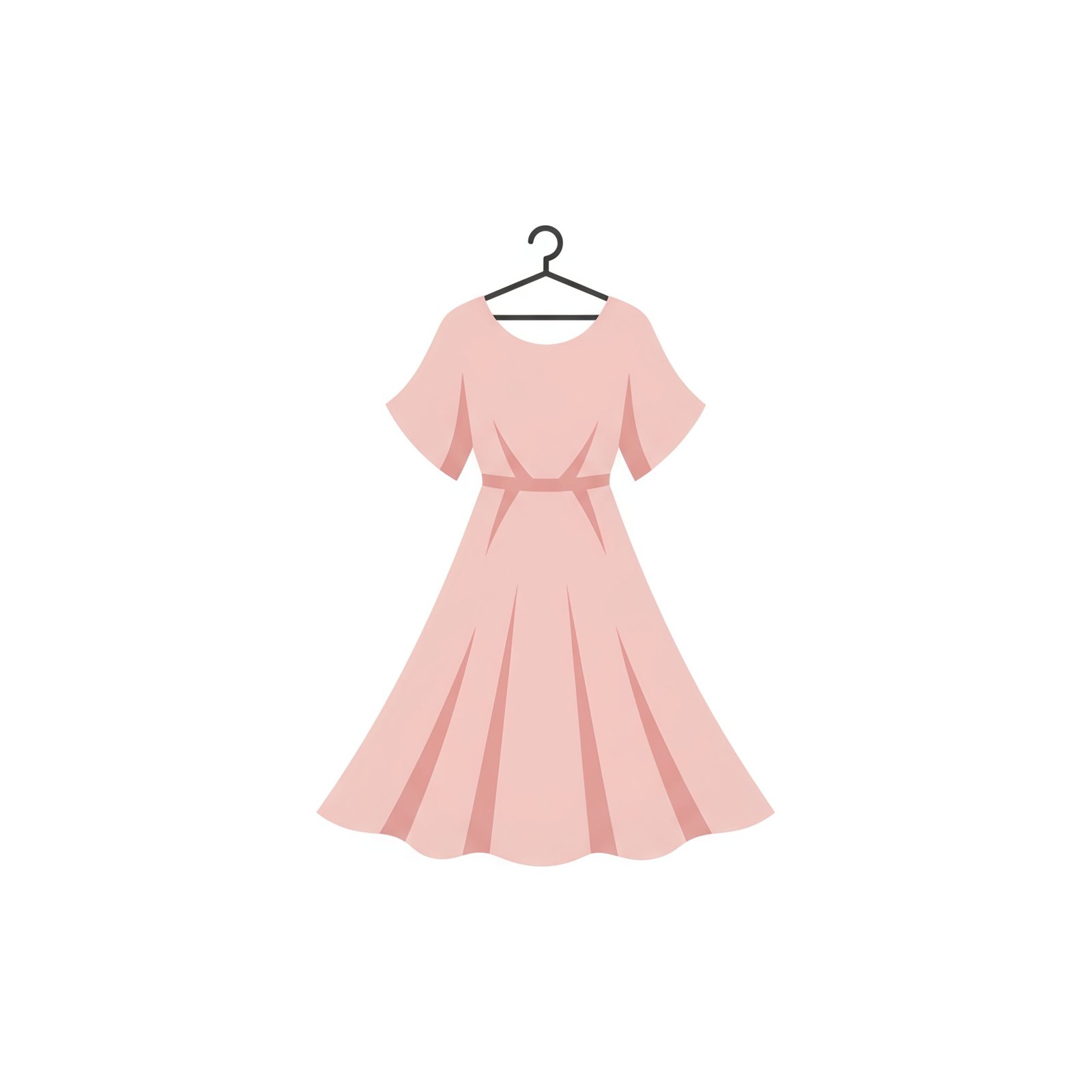 flat vector icon of a pink dress on hanger minimalist design white background 2
