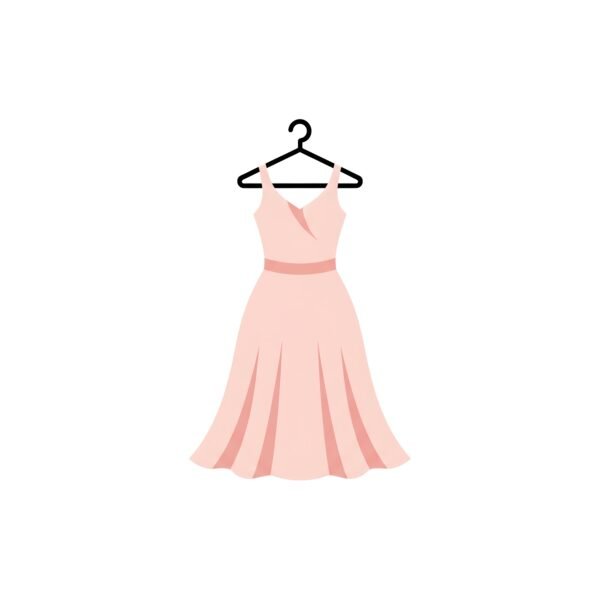 Flat vector icon of pink dress on hanger minimalist design