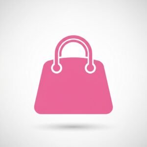 Flat vector icon of pink handbag with handles minimalist shape