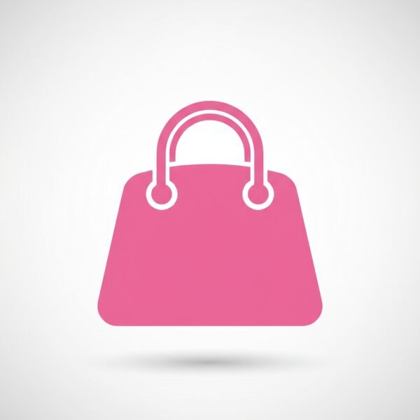 Flat vector icon of pink handbag with handles minimalist shape