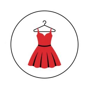 flat vector icon of a red dress on hanger minimalist design white background 2