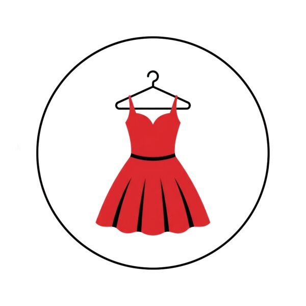 flat vector icon of a red dress on hanger minimalist design white background 2