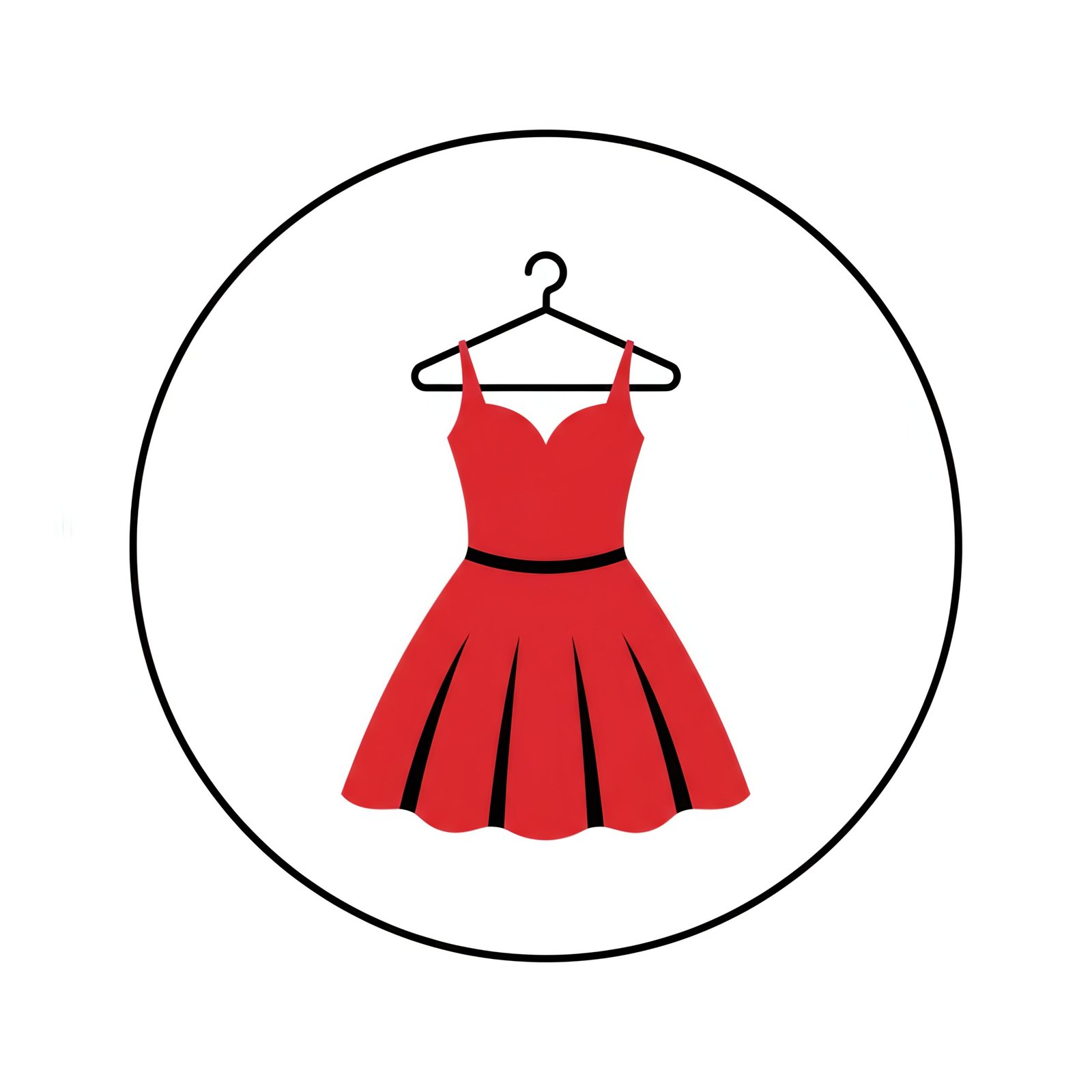 flat vector icon of a red dress on hanger minimalist design white background 2