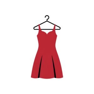 Flat vector icon of red dress on hanger minimalist design
