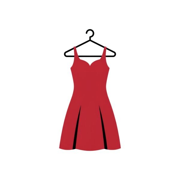 Flat vector icon of red dress on hanger minimalist design