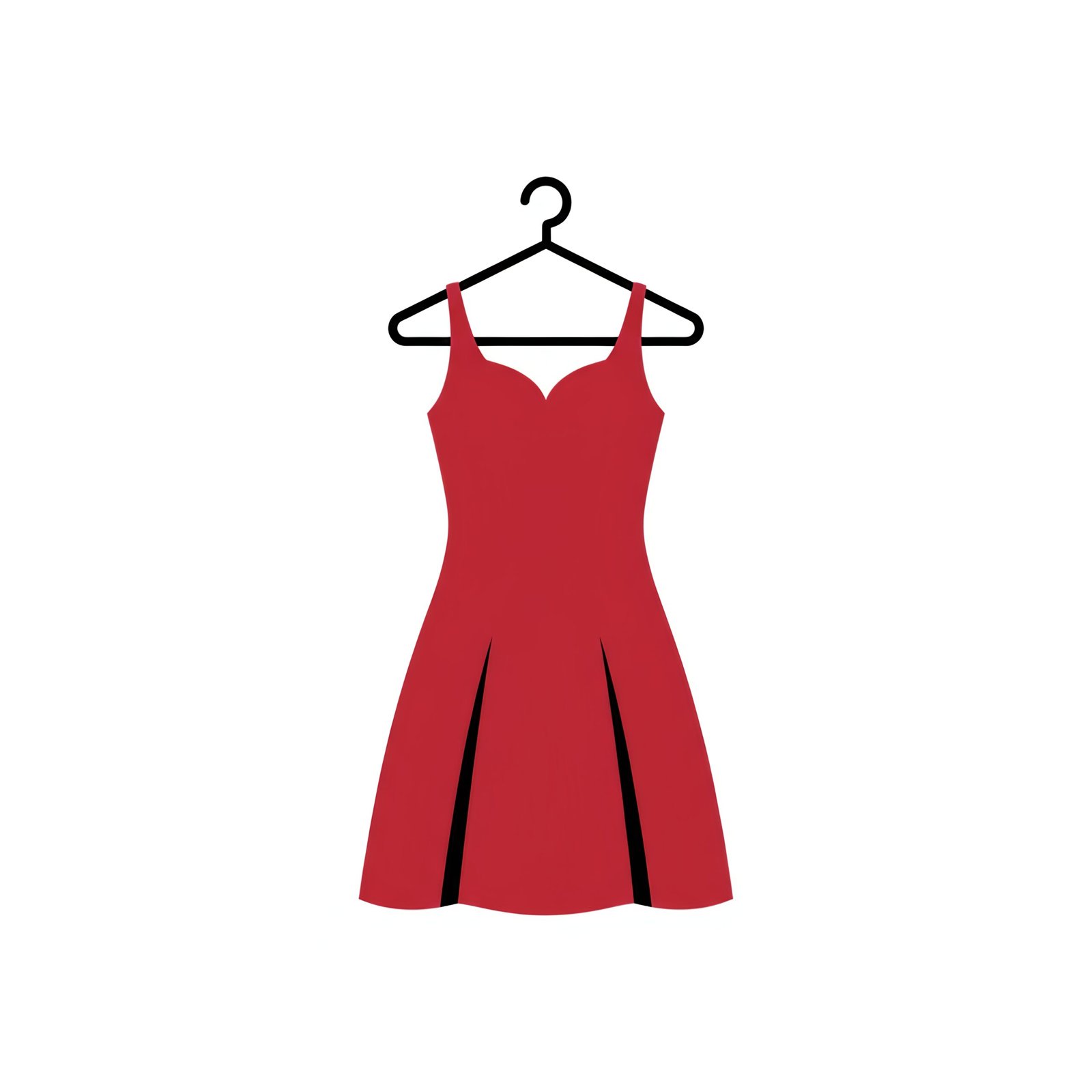 Flat vector icon of red dress on hanger minimalist design