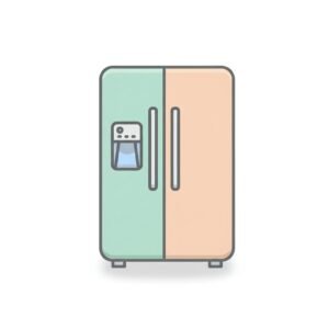 flat vector icon of a refrigerator double doors pastel fill dark graysoft drop shadow consistent proportions isolated on pure white background