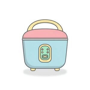 flat vector icon of a rice cooker with handle pastel colors dark gray outline rounded corners subtle shadow on pure white background