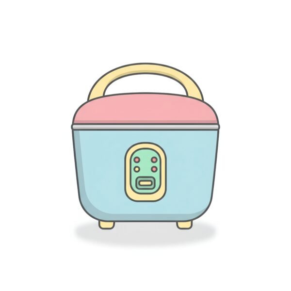 flat vector icon of a rice cooker with handle pastel colors dark gray outline rounded corners subtle shadow on pure white background