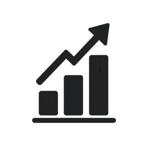 flat vector icon of a rising bar chart with an arrow