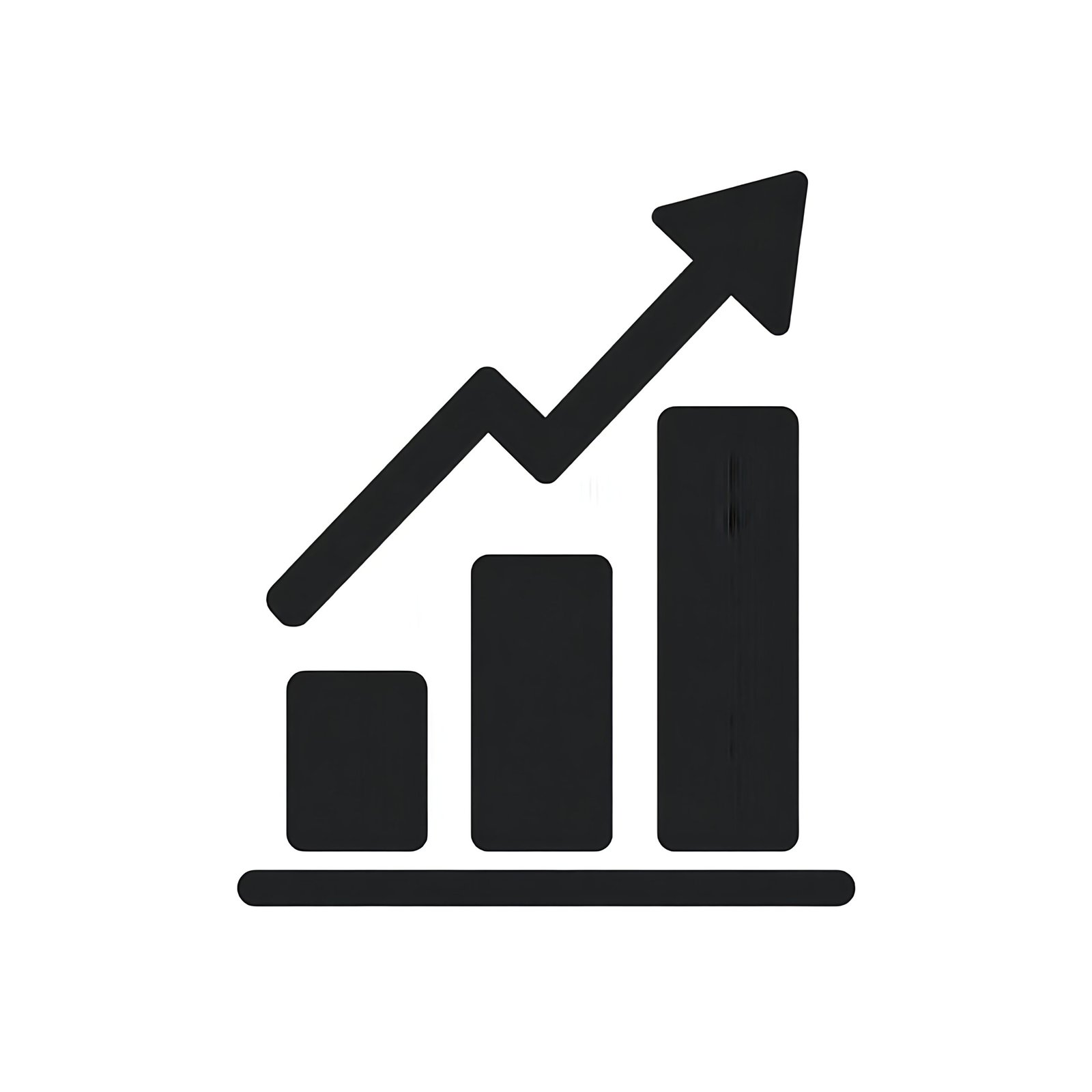 flat vector icon of a rising bar chart with an arrow