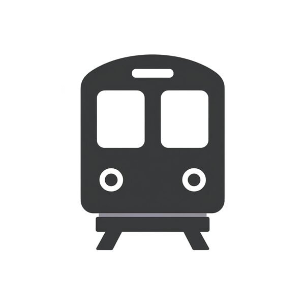 Flat vector icon of a subway/train on white background—free transport graphic for transit-app or urban-design visuals.