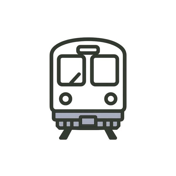 Flat vector icon of a subway train front view on white background—free transport graphic for transit, urban or icon-style visuals.