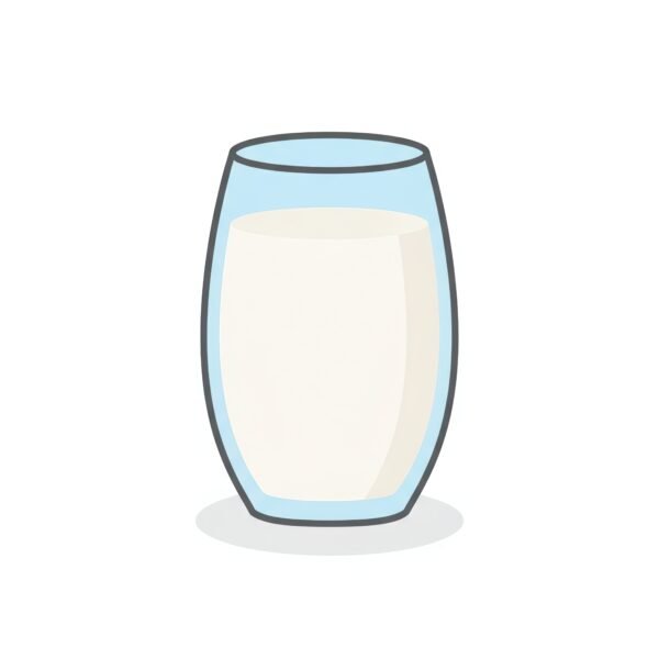 flat vector icon of a tall glass filled with milk using simple pastel filladow pure white background