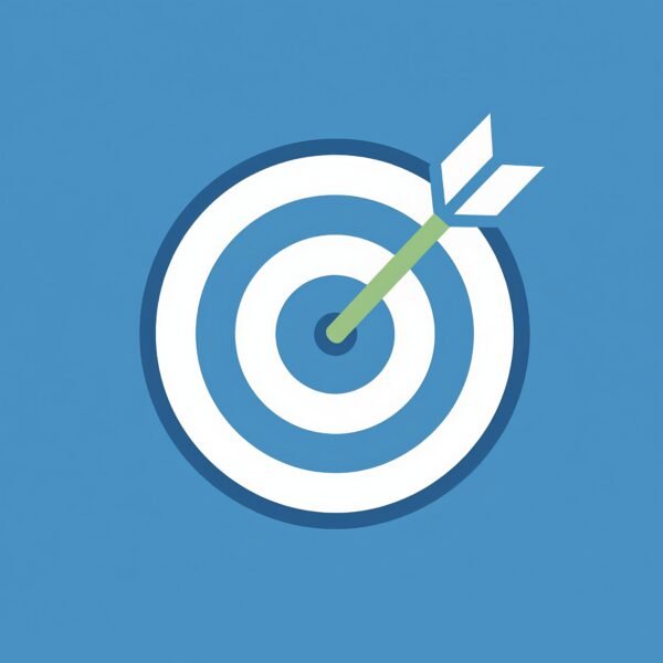 Flat vector icon of target with arrow in center