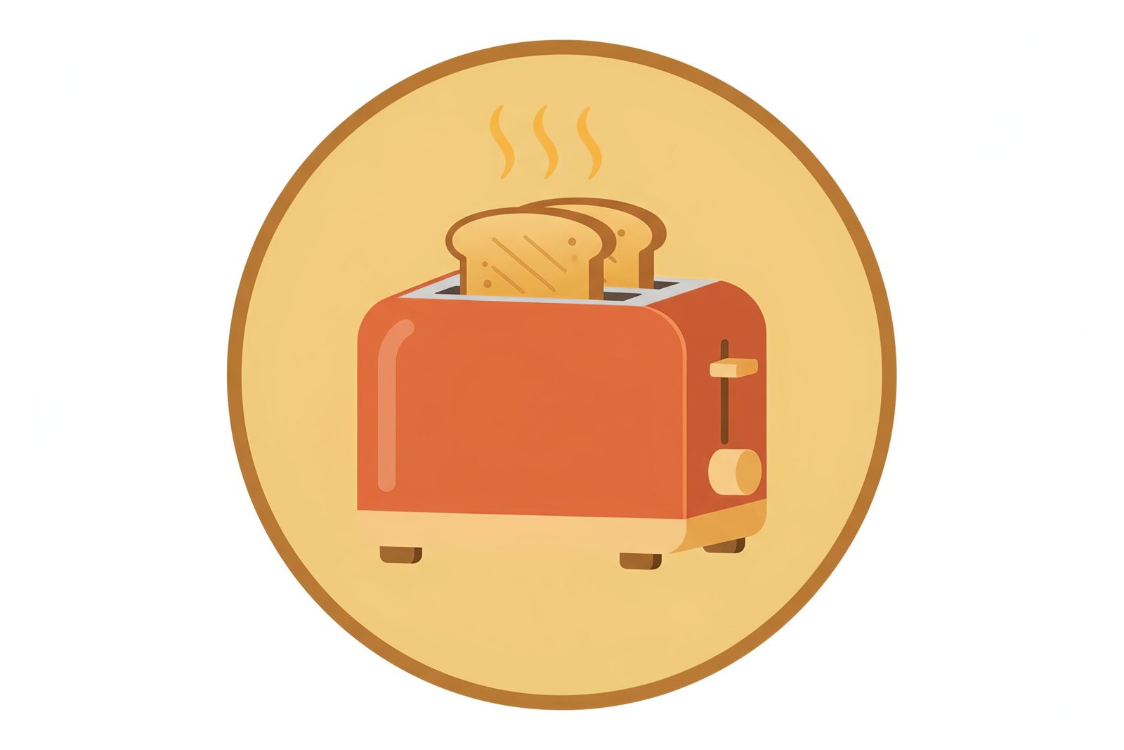 flat vector icon of a toaster with two slices of bread warm color tones