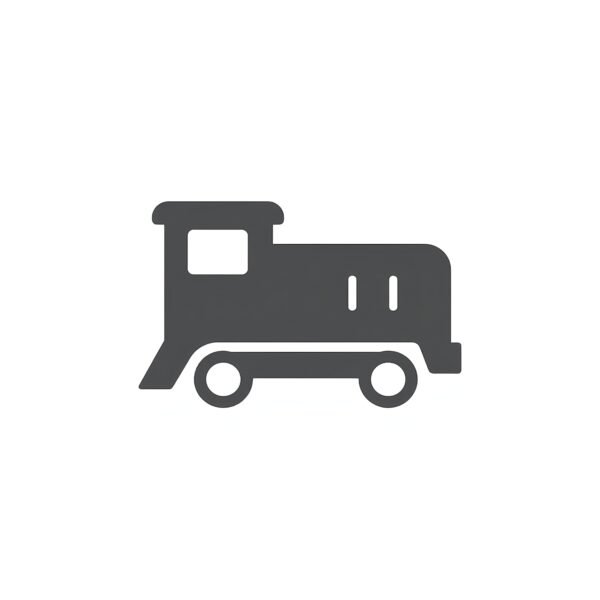 Flat vector icon of a train locomotive on a white background—free transport graphic for railway, mobility or icon-style visuals.