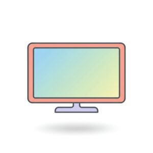 flat vector icon of a tv with slim frame pastel colors dark gray outline rounded corners soft drop shadow isolated on white