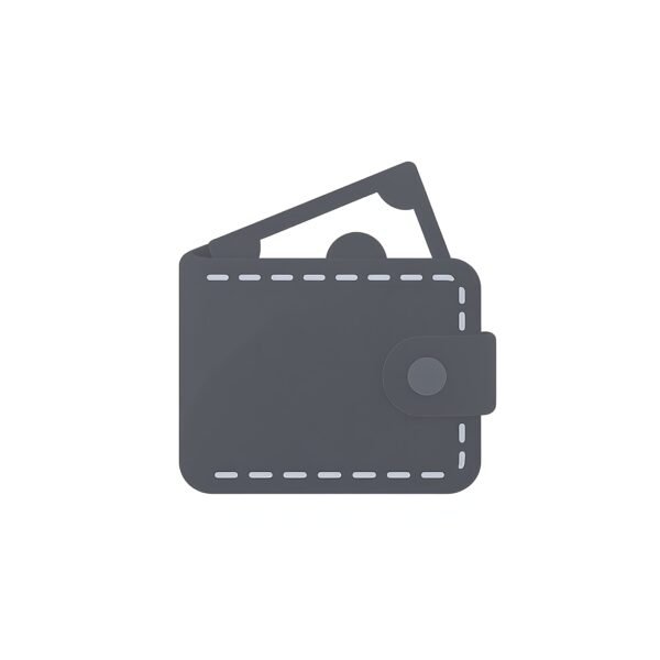 flat vector icon of a wallet with cash isolated on white background