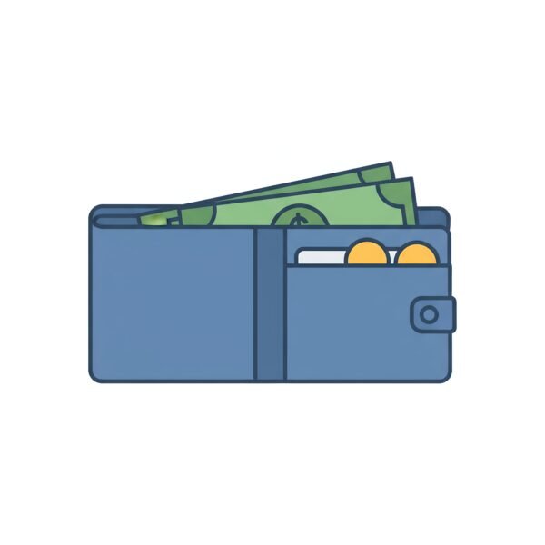 Flat vector icon of wallet with cash