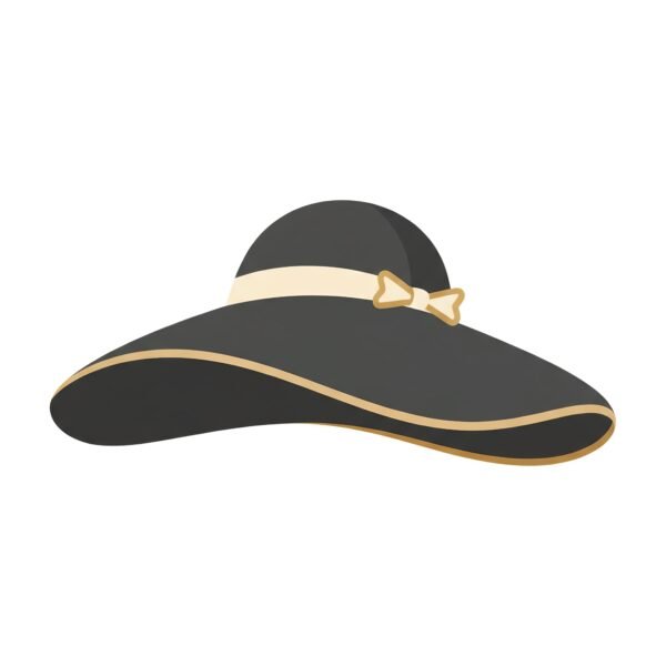 flat vector icon of a wide brimmed hat stylish and elegant