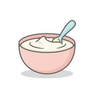 flat vector icon of a yogurt bowl filled with pastel white yogurt a small tline soft 5 shadow pure white background