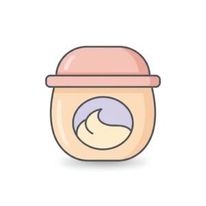 flat vector icon of a yogurt cup with lid pastel tones dark gray outld shapes gentle shadow white background