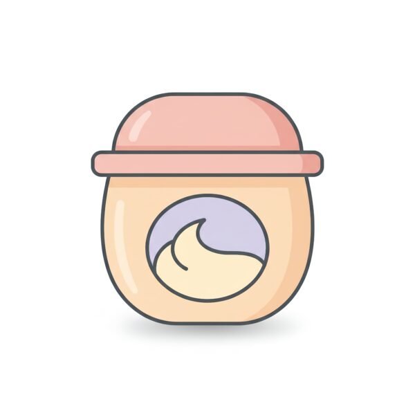 flat vector icon of a yogurt cup with lid pastel tones dark gray outld shapes gentle shadow white background