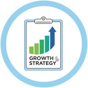 Flat vector icon of clipboard with growth strategy