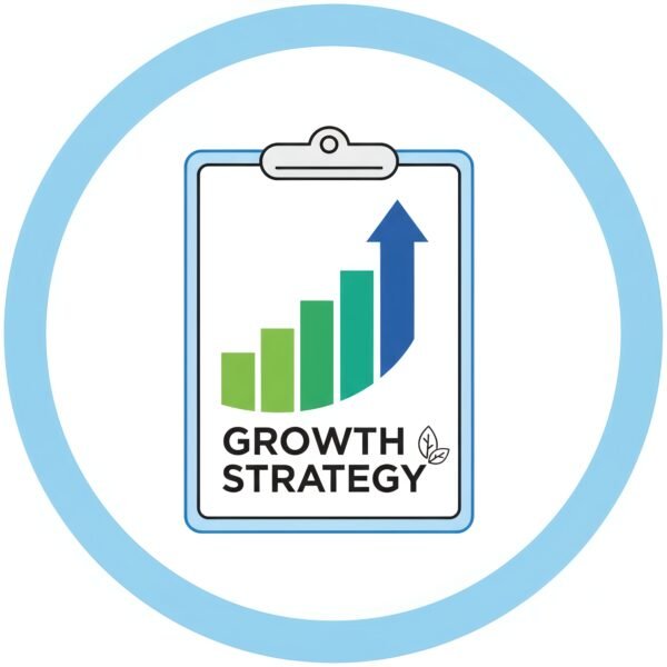Flat vector icon of clipboard with growth strategy