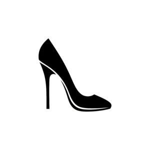 Flat vector icon of high heel shoe elegant silhouette