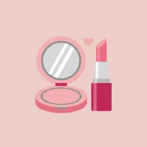 flat vector icon of lipstick and compact mirror beauty theme