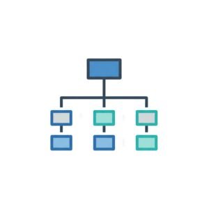 Flat vector icon of organizational hierarchy chart isolated on white background