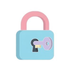 flat vector icon of padlock with key inserted minimal design pastel colors isolated on white